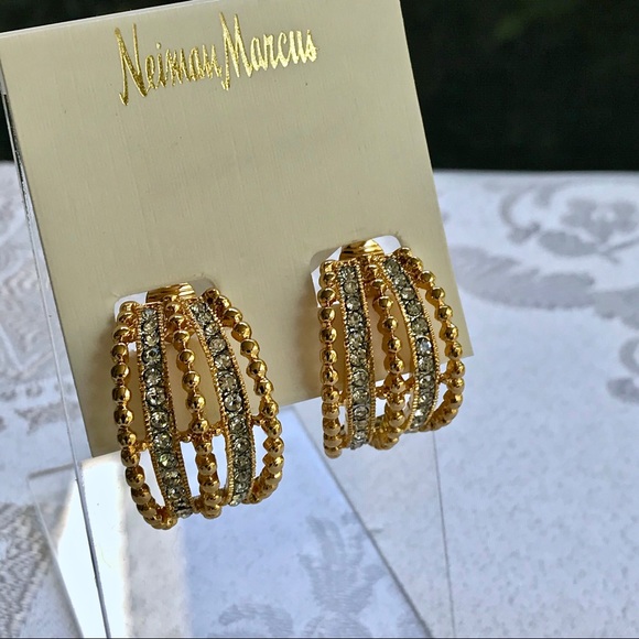 SOLD Kenneth Jay Lane Half Hoop Earrings Sold Out - Picture 3 of 8